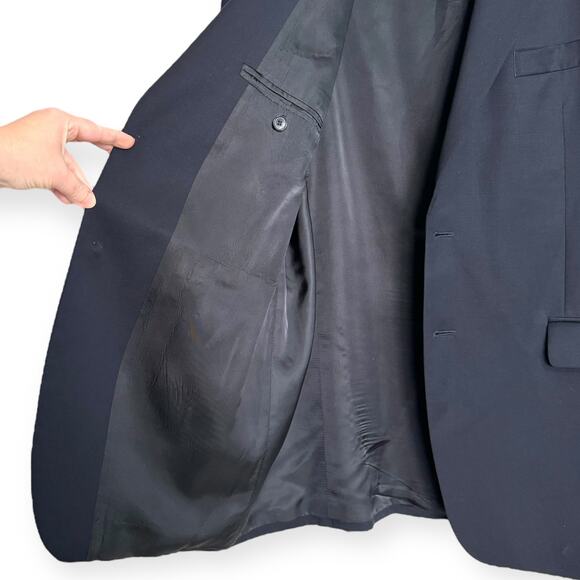 Chaps 100% Wool Navy Blue Gold Buttons Vented Preppy Blazer Men's Size 44L - Picture 9 of 13